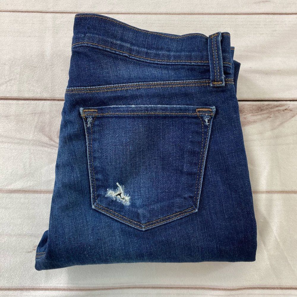 J Brand Womens Navy Mid Rise Straight Leg Distressed Denim Jeans Size 27